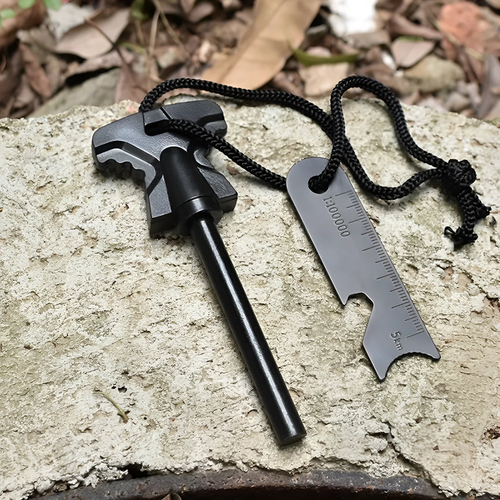 Butterfly-shaped stainless steel firestarter tool with bottle opener function