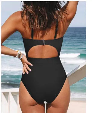 Women's backless cross design one-piece swimsuit in polyester spandex fabric