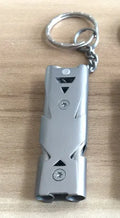 Metal keychain whistle with keychain ring in black and silver colour options