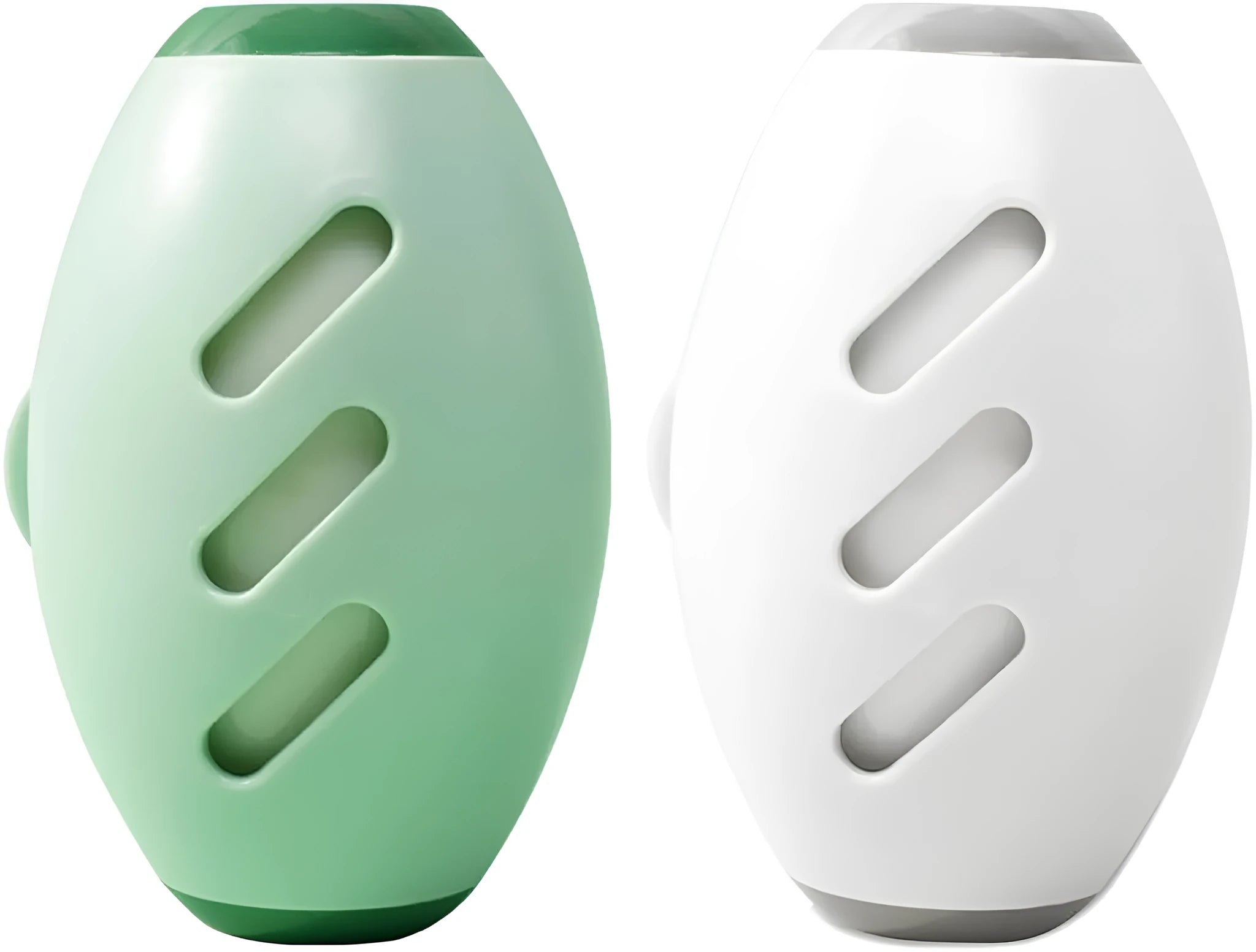 Green washable reusable gel lint roller ball for pet hair removal on a blue sweater.