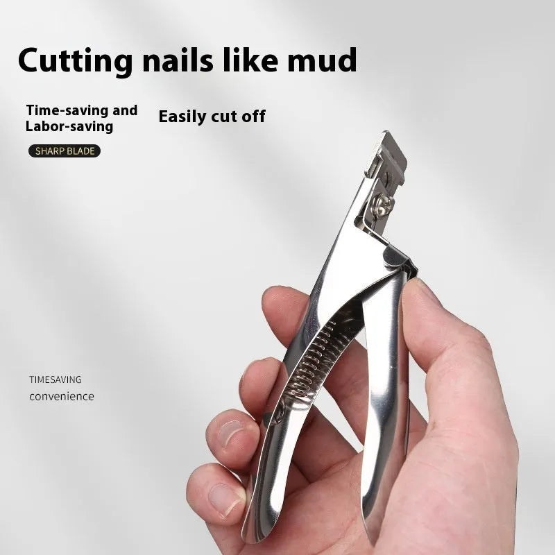 Stainless steel nail art scissors with French U-shaped design in electrophoresis black finish