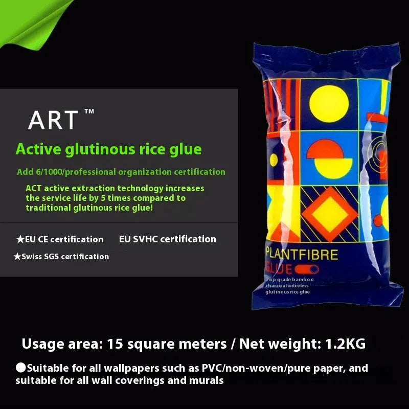 Bottle of natural glutinous rice wallpaper glue, labelled as formaldehyde-free Glue E.
