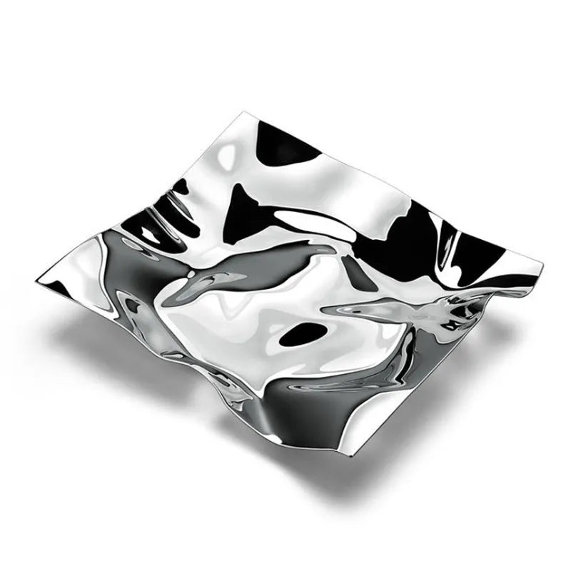 Stainless steel irregular fruit plate modern simple metal bowl silver gold 200x230x40mm