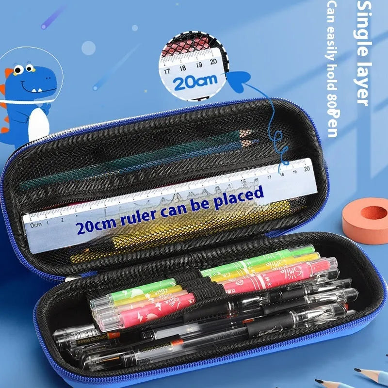 3D leather pencil case with decorative design options including astronauts, dinosaurs and mermaids