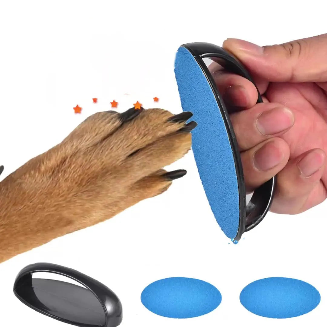 Square dog nail scratch board with ergonomic handle in choice of four colours