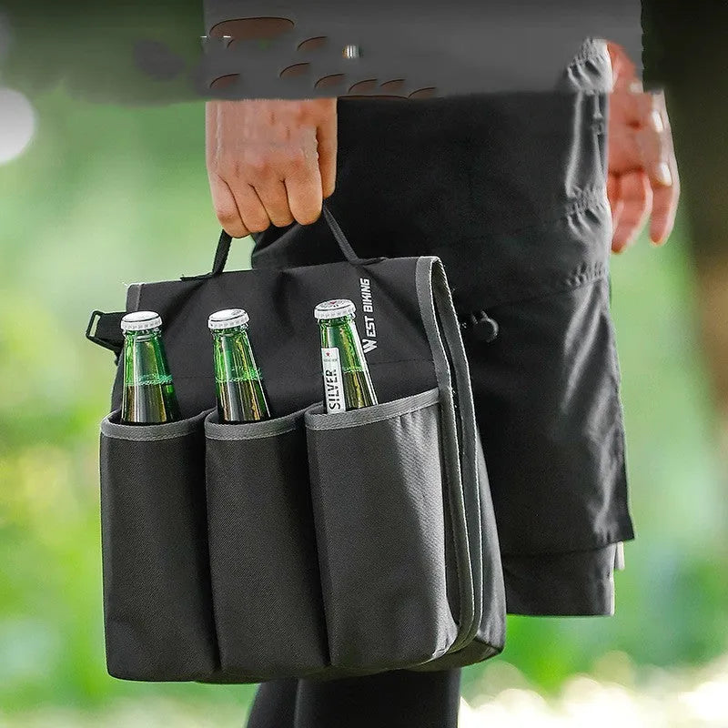 Bicycle double-sided drink bag in black with 2 litre capacity and waterproof 600D PVC construction