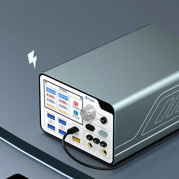 320W intelligent regulated power supply unit with IPS display and connection ports.