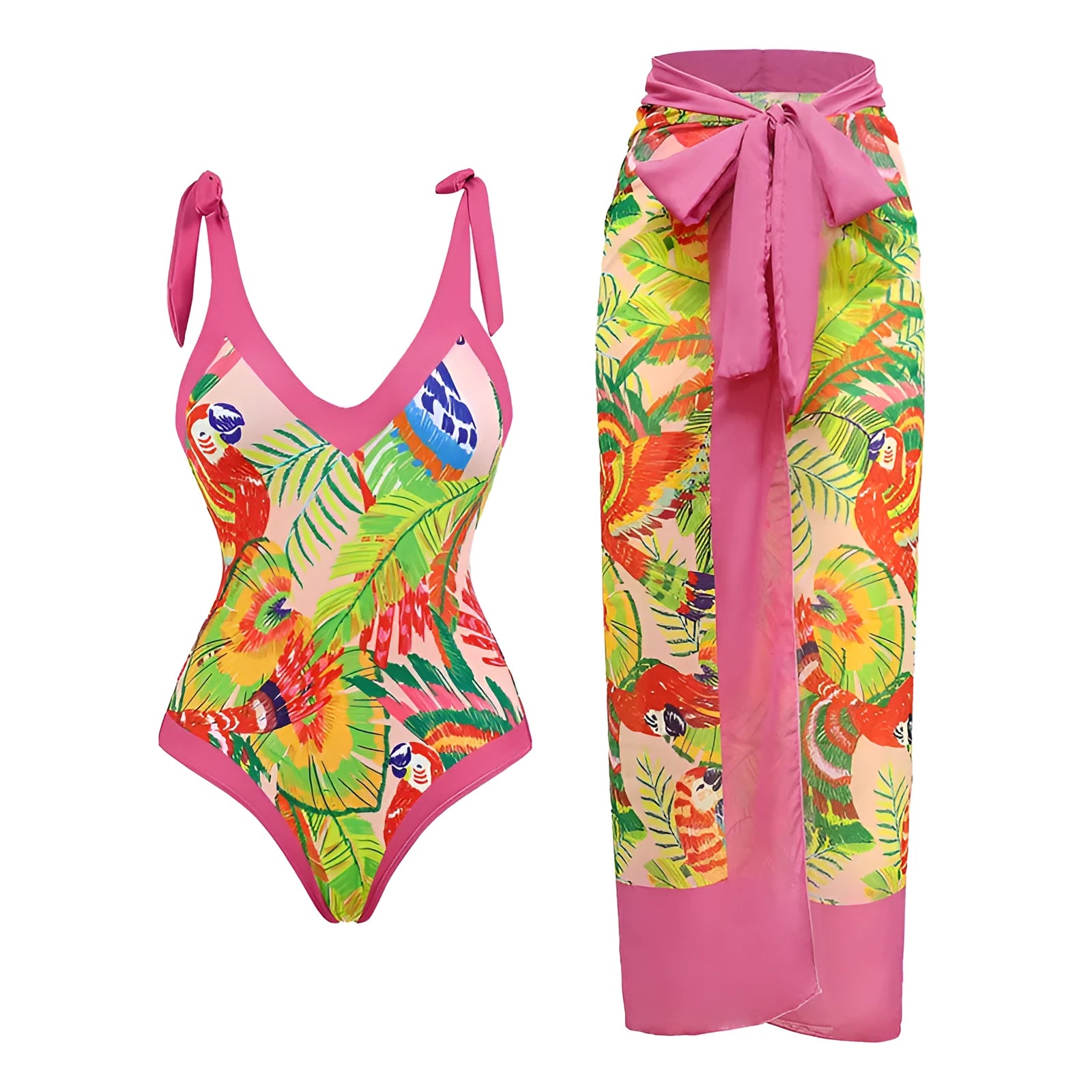 Women's solid colour one-piece swimsuit with spaghetti straps and detachable skirt in polyester fabric