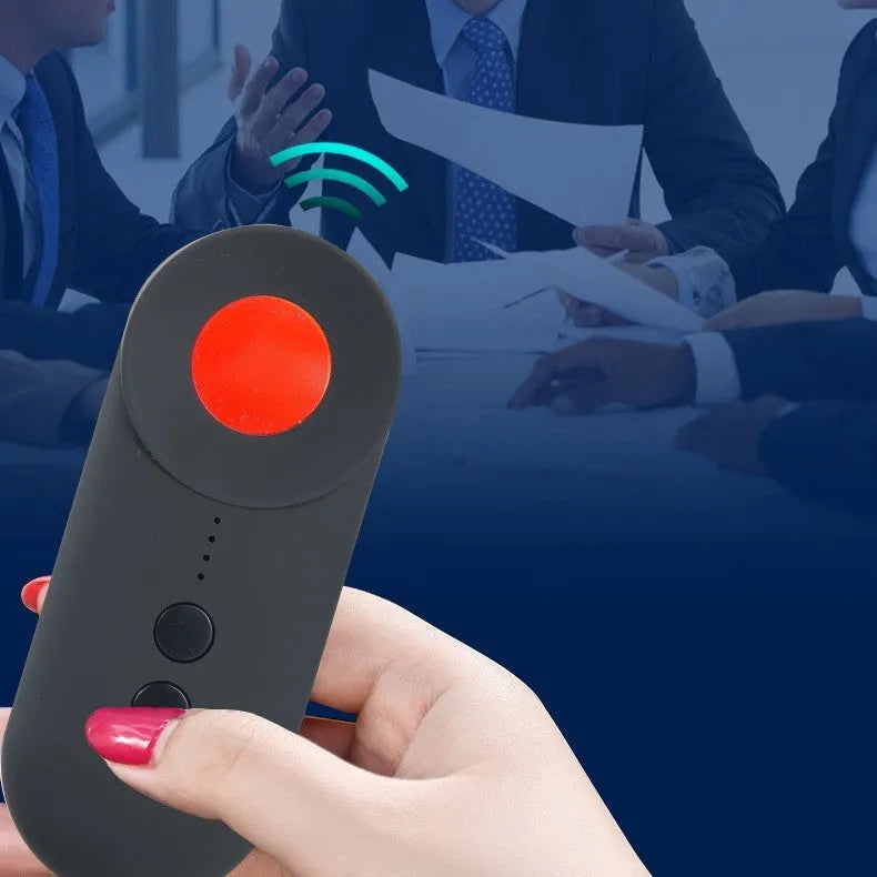 Black portable GPS detector and hidden camera finder unit on a white background