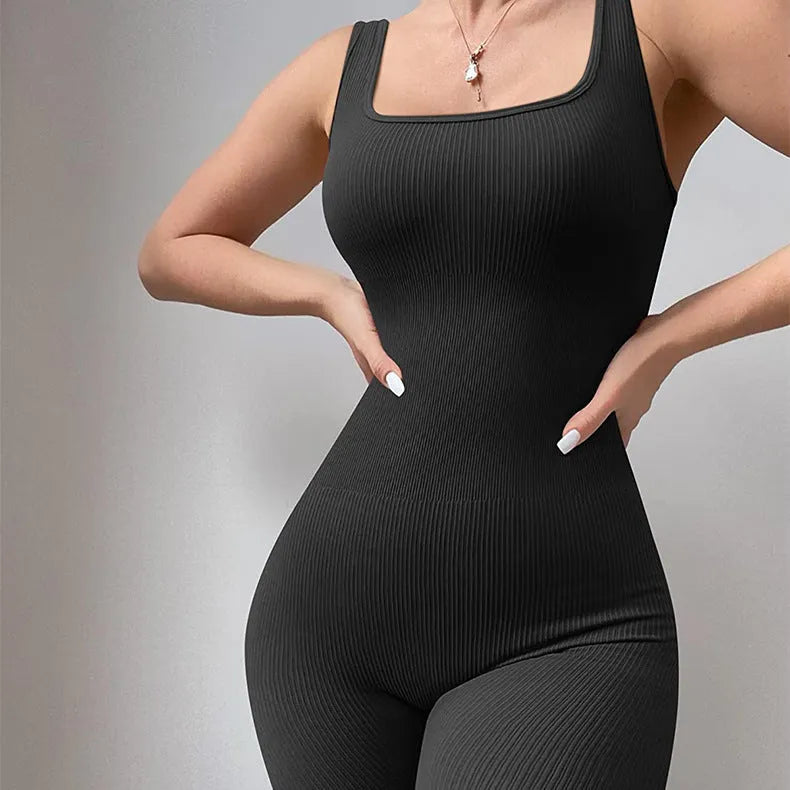 Women's long sleeve spandex suspender tights set with button details in beige colour.