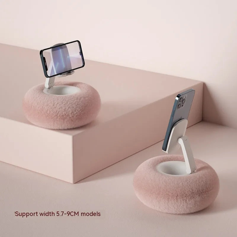 Mobile phone tablet rotating bracket with ABS body, 300mm base, and 230mm pull rod in pink colour