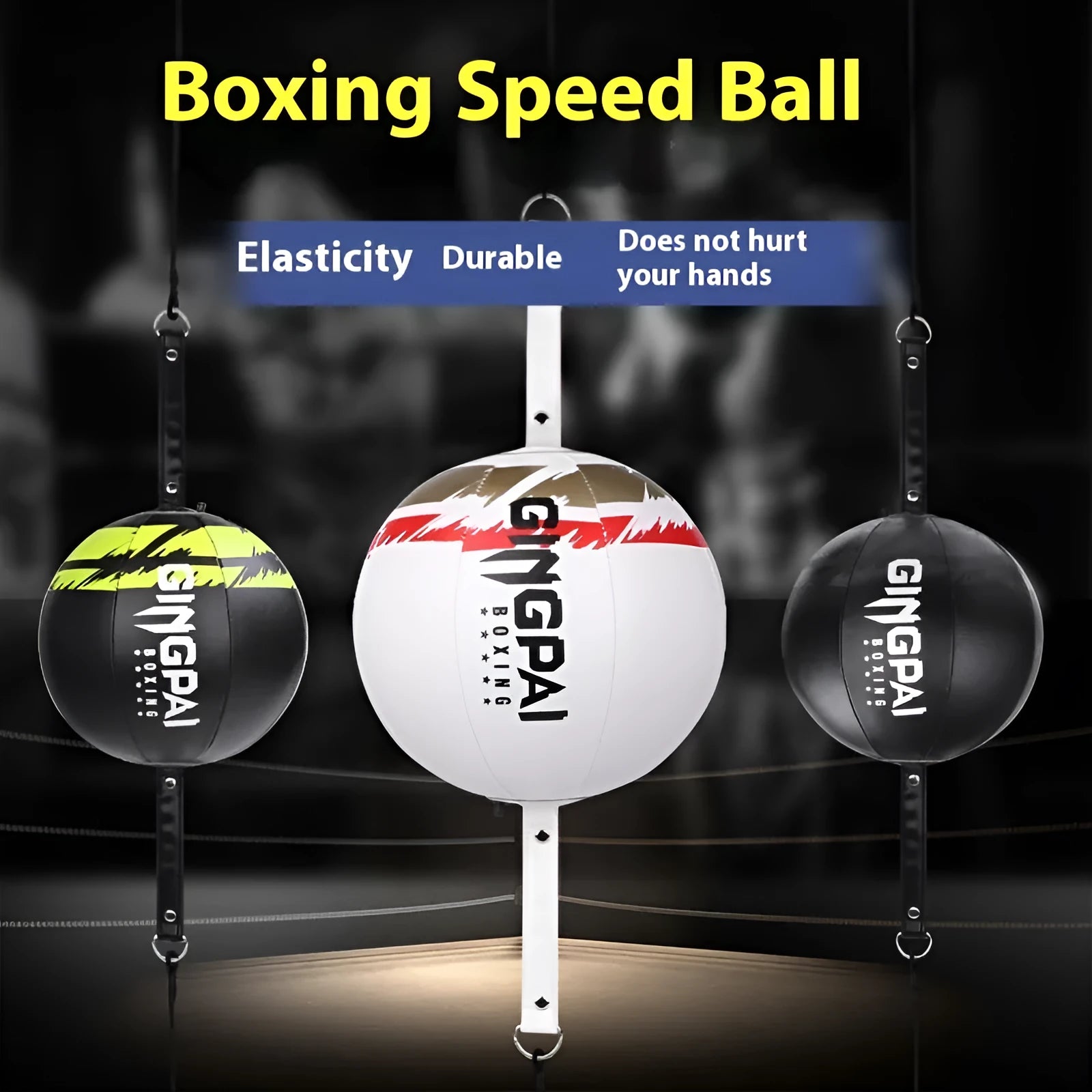 Black hanging boxing speed ball made from PU material for reaction training