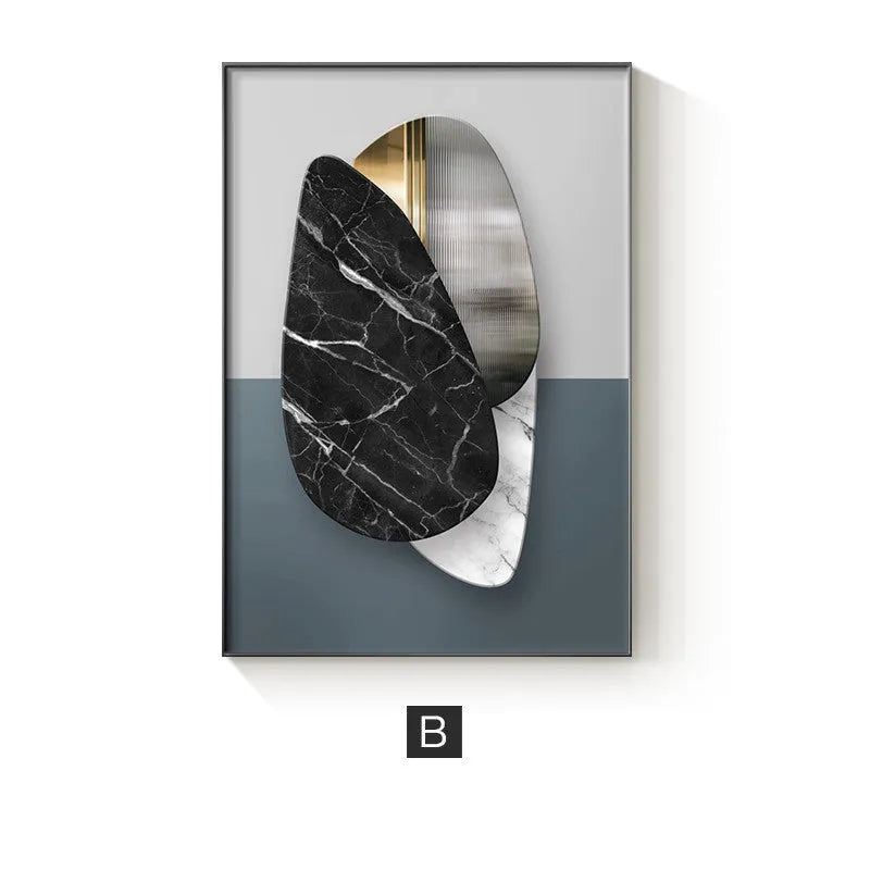 Abstract geometric pattern printed on a canvas painting, showcasing modern wall art decor.