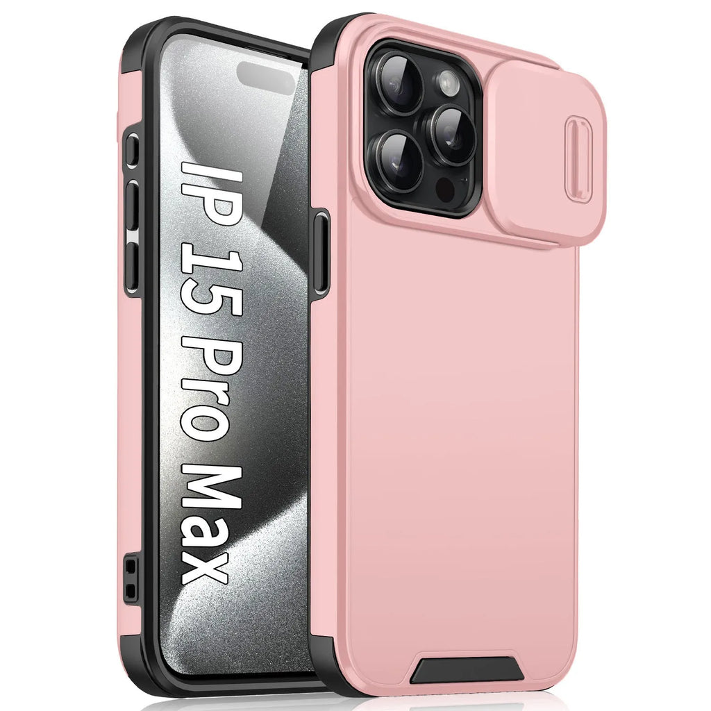 Simple sliding window phone case in black frosted TPU PC finish for iPhone 14 Pro Max