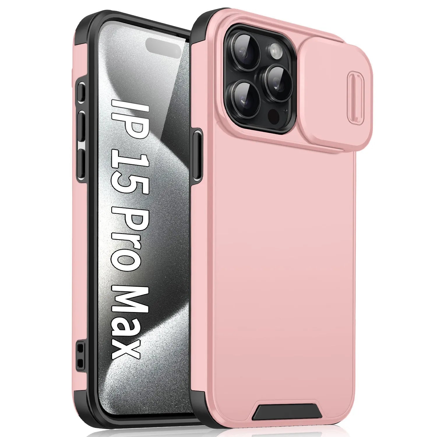 Simple sliding window phone case in black frosted TPU PC finish for iPhone 14 Pro Max