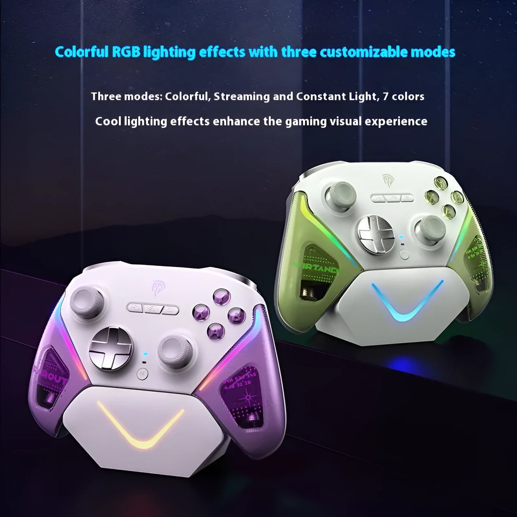Rocker smart startstop charging base game controller with double-cut trigger body in black green or purple