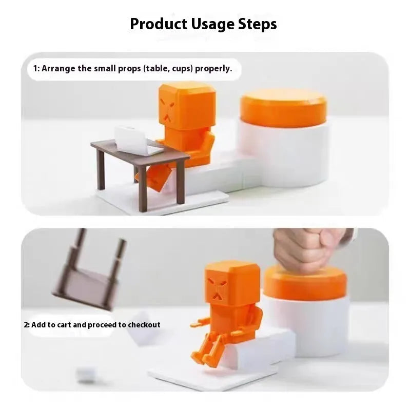 Orange plastic table turning decompression toy artefact on a flat surface.