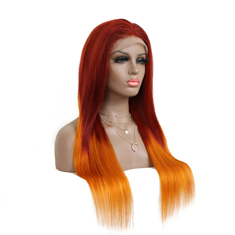 13x4 front lace real hair wig in straight style transparent lace for ladies medium long hair multiple sizes