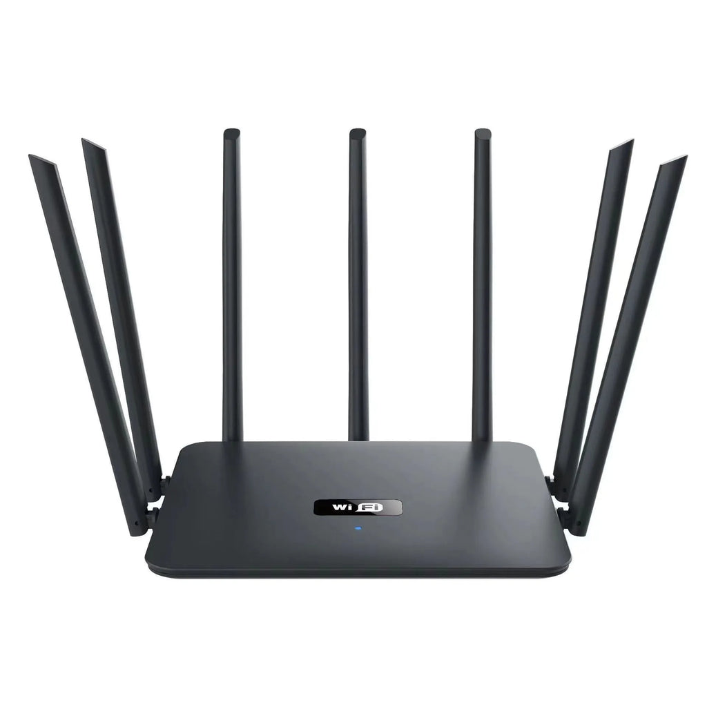 Black and white dual-frequency 5G Gigabit router with multiple antennas for through-wall WiFi coverage