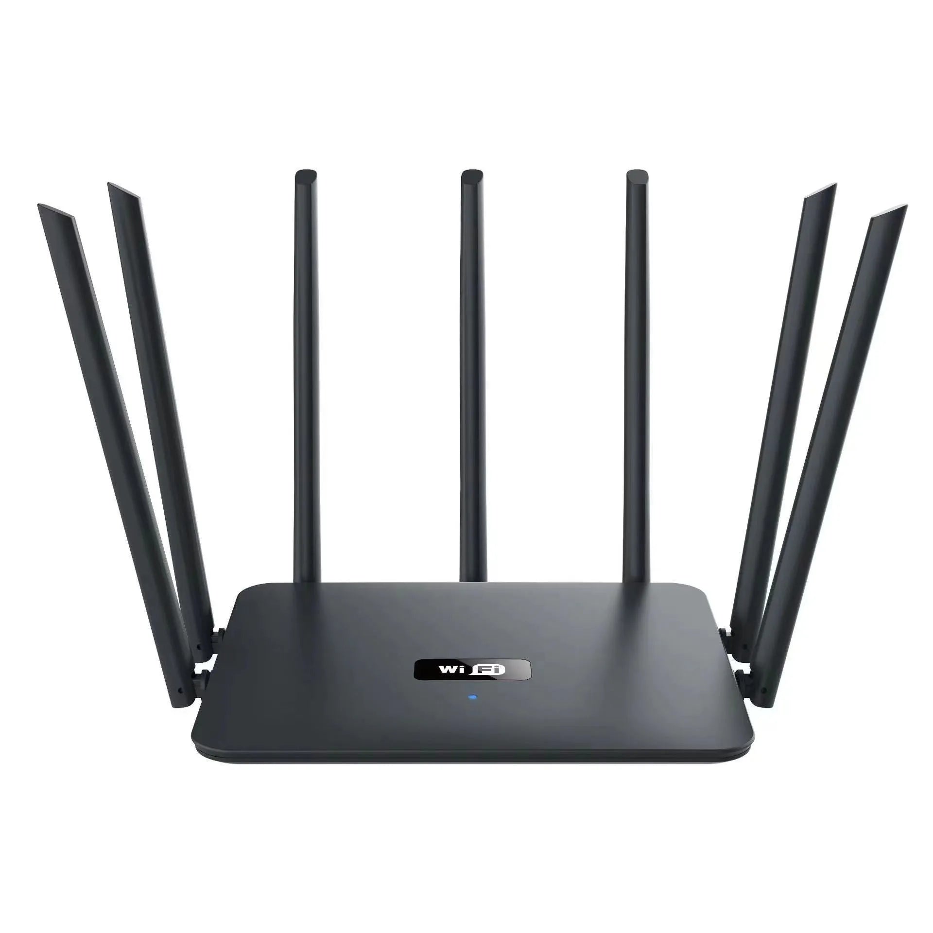Black and white dual-frequency 5G Gigabit router with multiple antennas for through-wall WiFi coverage