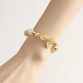 Gold rutilated quartz crystal bracelet with Korean style design and electroplated finish in Lucky Fortune colour