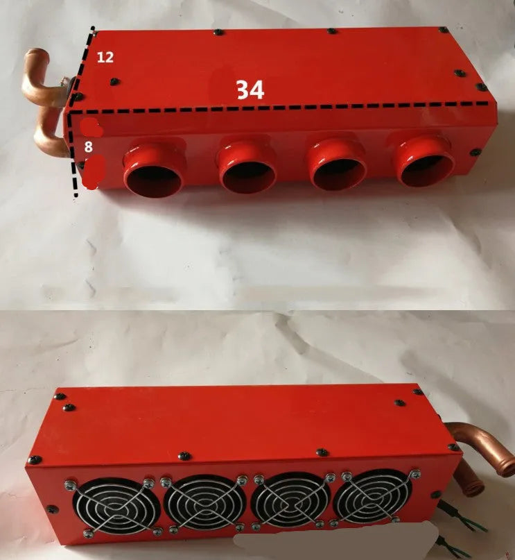 Metal car heater with four-hole copper pipe for 12V/24V vehicles