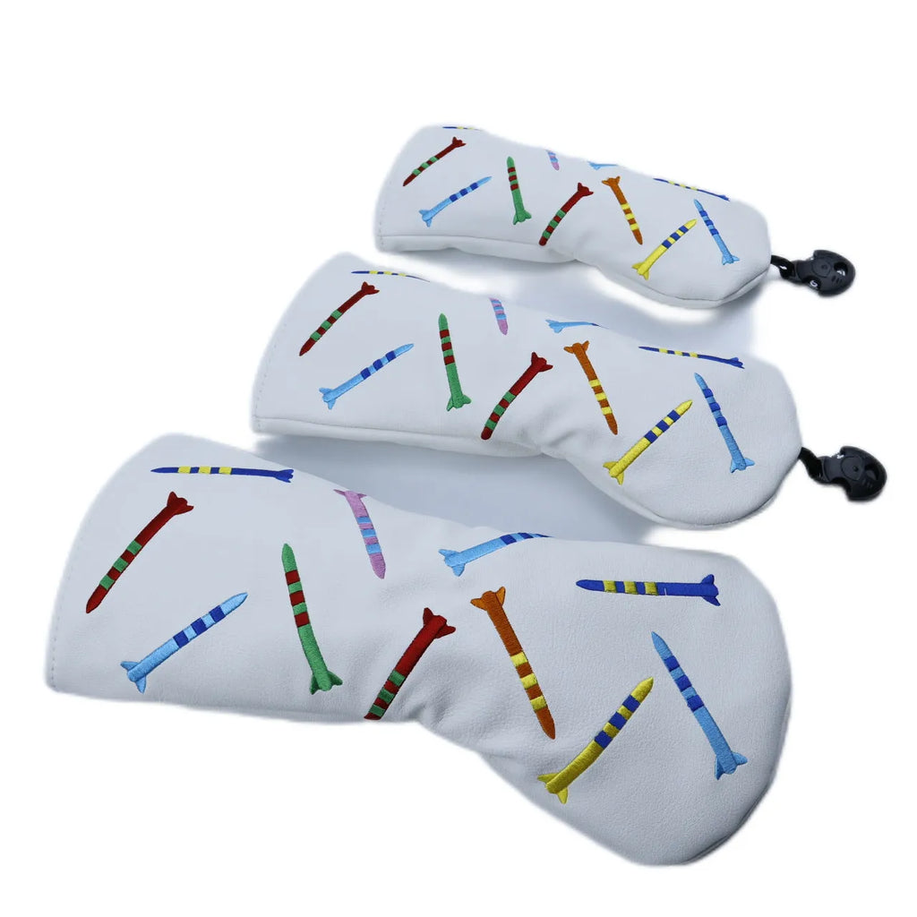 Golf club wooden pole sets in black and white colours with three size options
