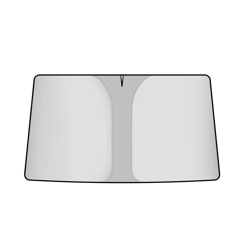 Car sun shade with double rings and vent for front windscreen protection.