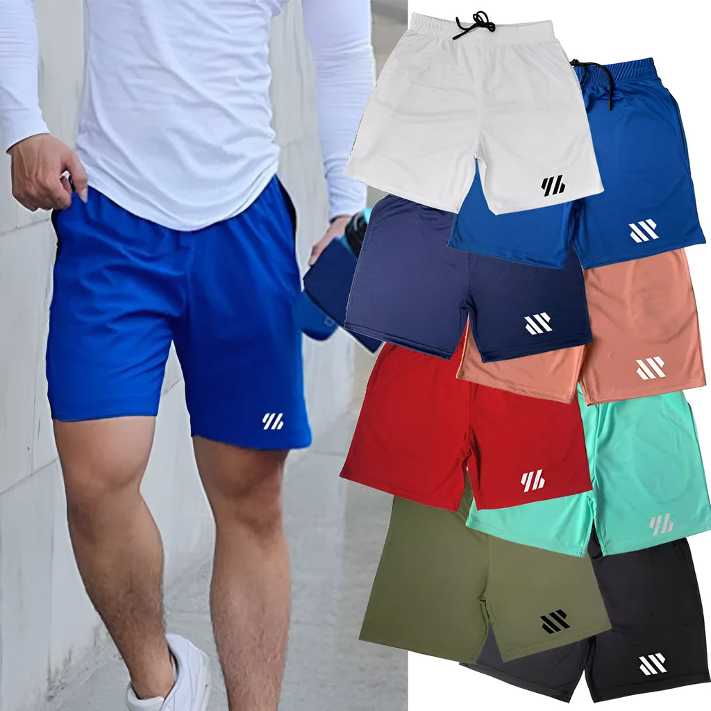 Men's loose-fit metal silk sports shorts in army green colour for summer running