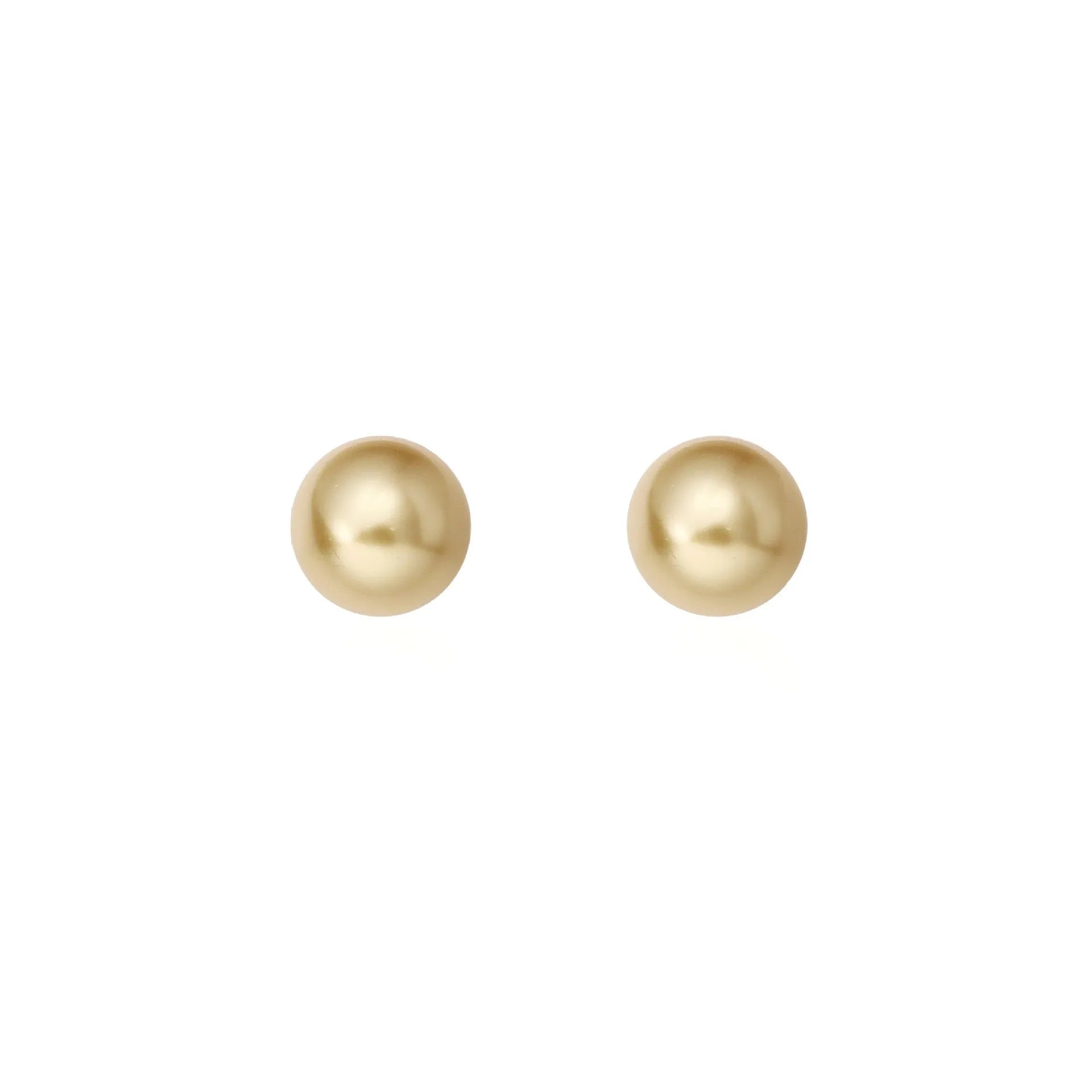 Large pearl stud earrings in geometric shape with eight awn star detail and pearl accents on silver background