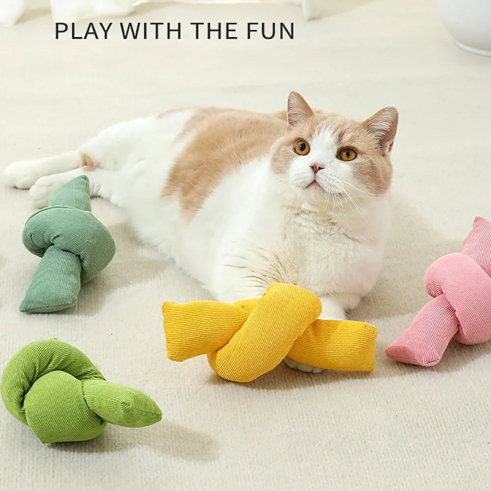 Natural white cotton dog rope toy with multiple sturdy knots for tug play and chewing