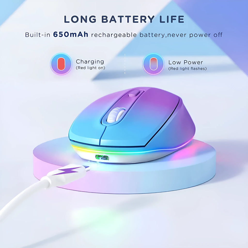24g lightweight wireless mouse with ergonomic design in multiple colours including black, silver, and blue