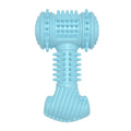 Blue TPR bone-shaped dog chew toy with raised surface dots for teeth cleaning
