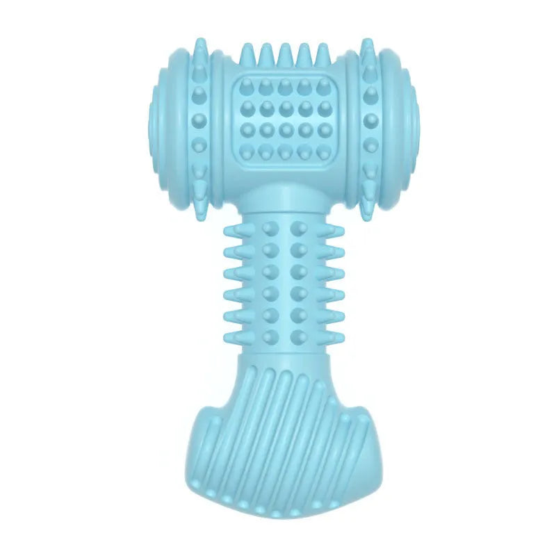 Blue TPR bone-shaped dog chew toy with raised surface dots for teeth cleaning
