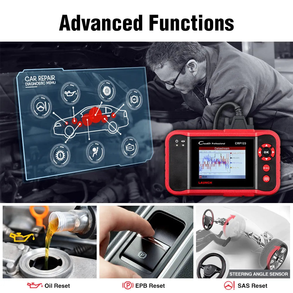 CRP123 automotive fault detector diagnostic equipment with card reader and cables