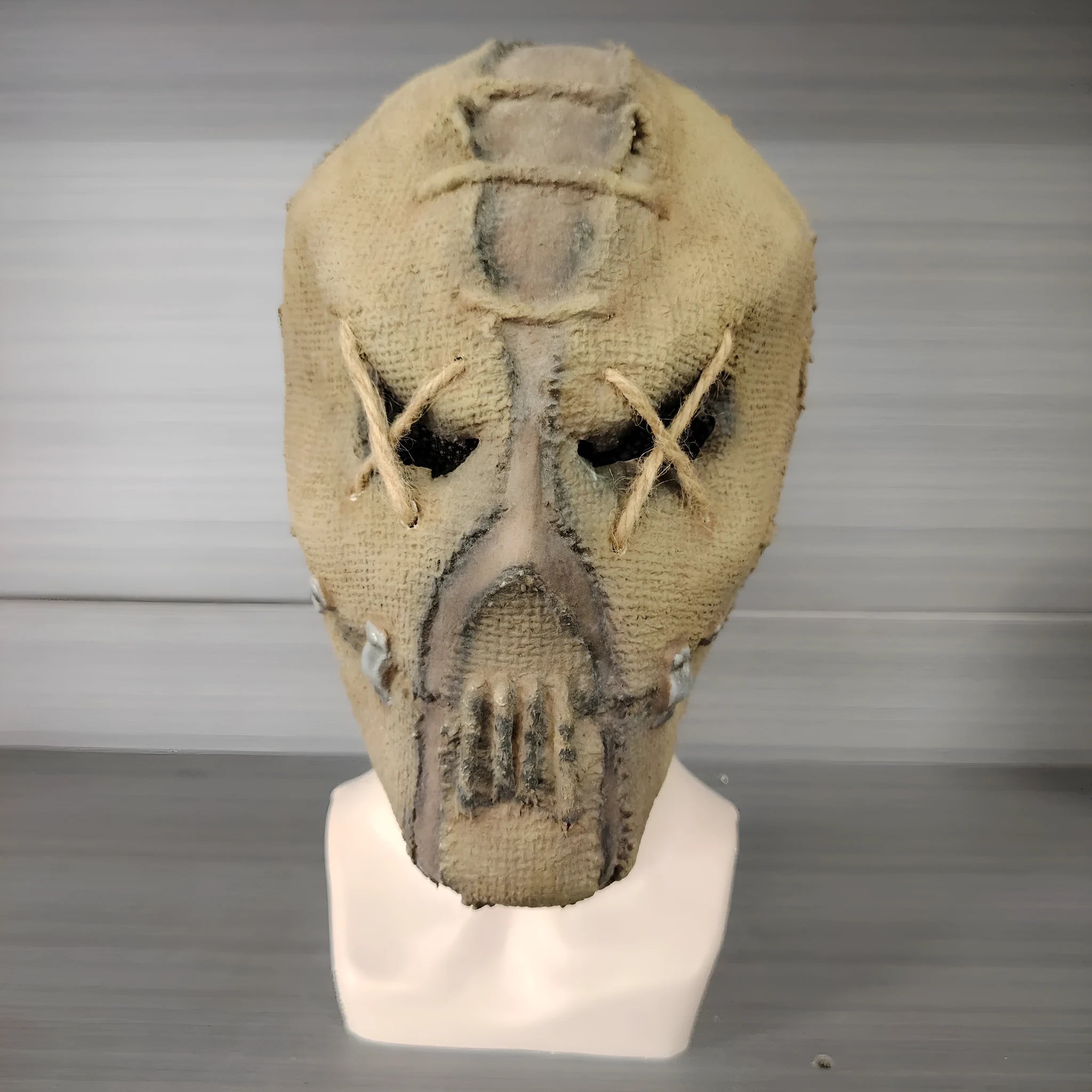 Latex scar skull horror mask showing full facial coverage design for Halloween costumes
