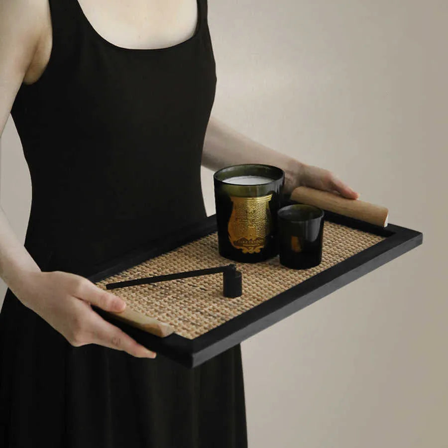 Pine wood dining tray with storage compartments in elegant house tray design