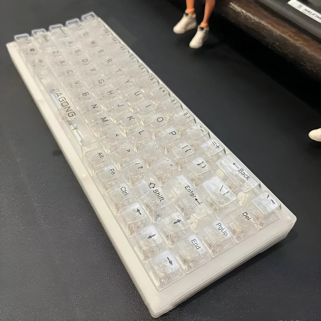 Transparent mechanical keyboard key cap set with 132 keys for MX stem compatibility