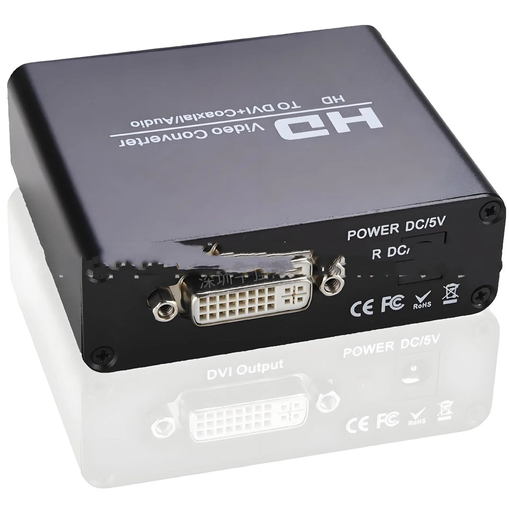 Black HDMI to DVI converter with coaxial 35 audio output and 1.5 metre cable