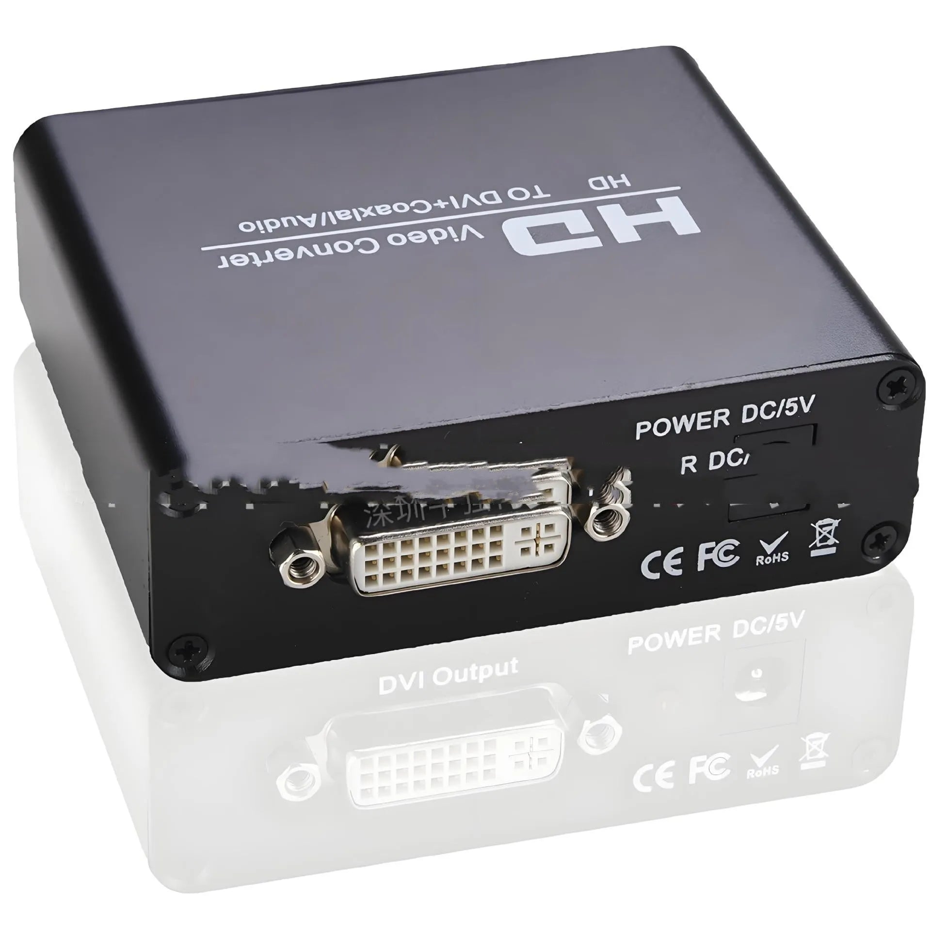 Black HDMI to DVI converter with coaxial 35 audio output and 1.5 metre cable