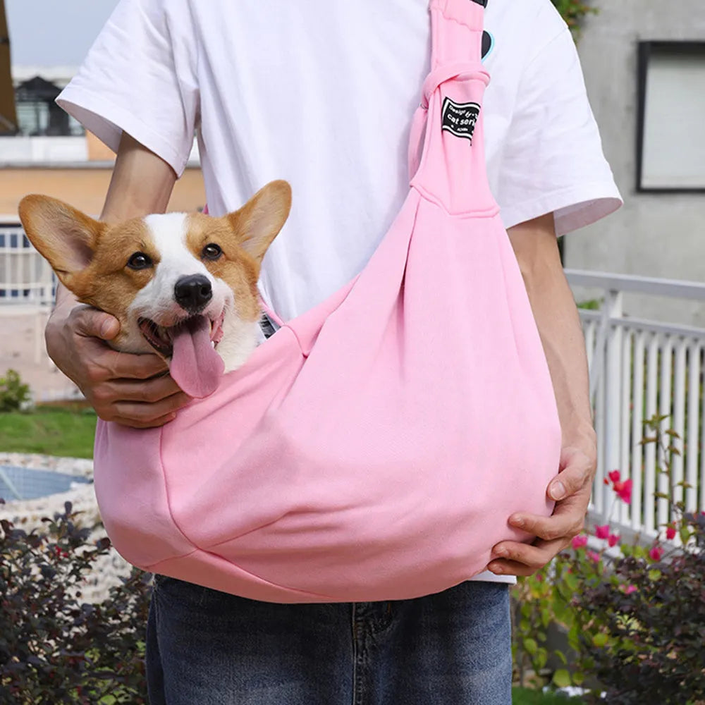 Grey pet shoulder bag for cats and dogs up to 13kg with adjustable strap and phone pocket