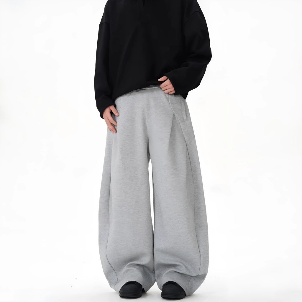 Women's wide-leg polyester trousers in black, mid-rise, American retro casual style, size M to 3XL