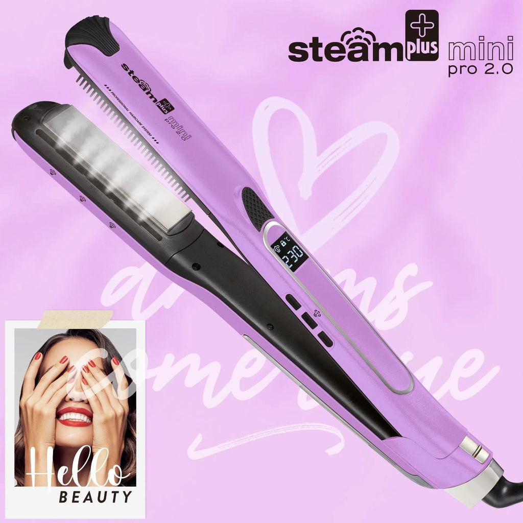 Mini steam splint spray hair straightener in champagne colour with European plug