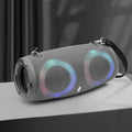 War Drum Bluetooth speaker with RGB coloured lights in black, blue, red, silver grey, or camouflage colours