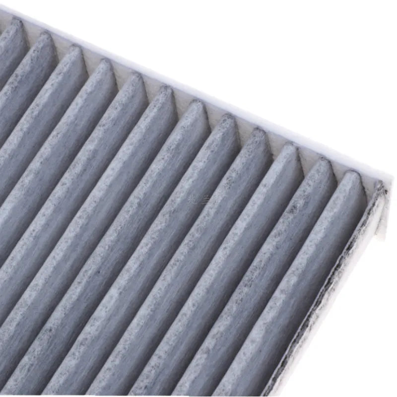 Grey air conditioning filter element for Geely vehicles measuring 215x210x30mm