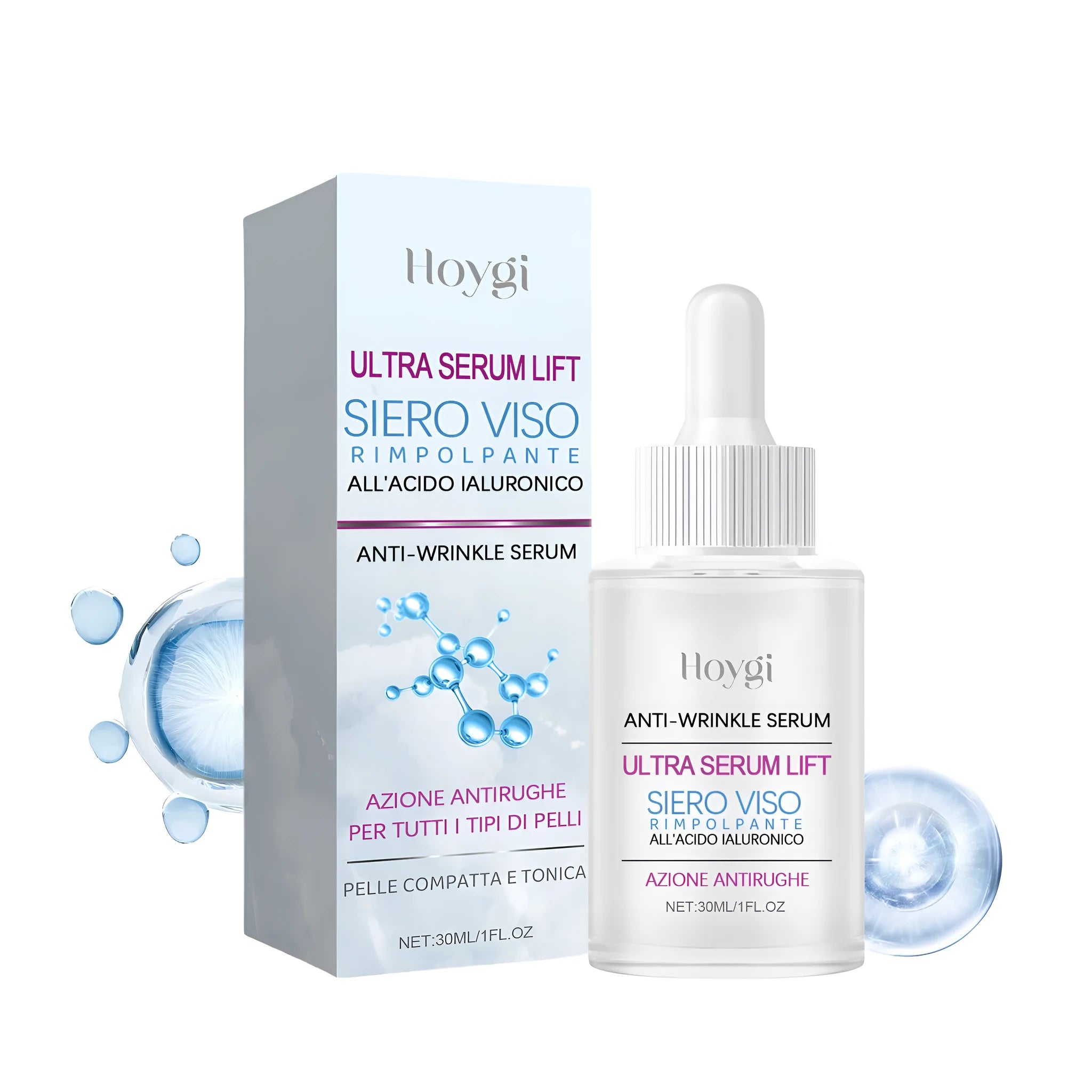 30ml bottle of hyaluronic acid anti wrinkle solution facial serum essence