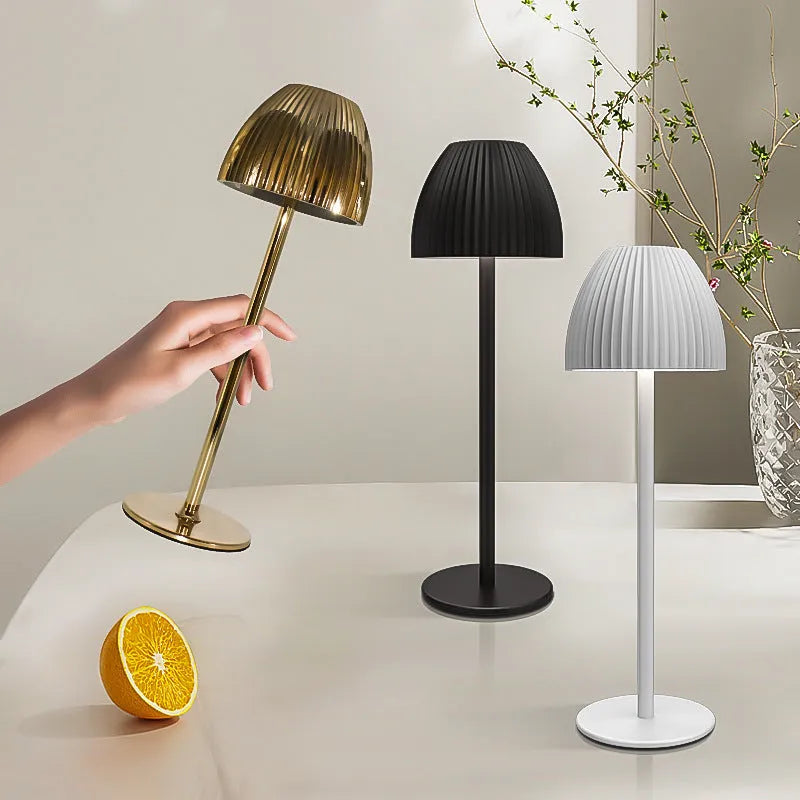 Small dimmable night lamp with Ins pattern in black or white thin round base for bedroom and dining room