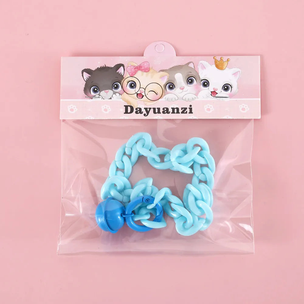 Plastic pet collar in macaron candy colours with chain design for cats, dogs, and rabbits