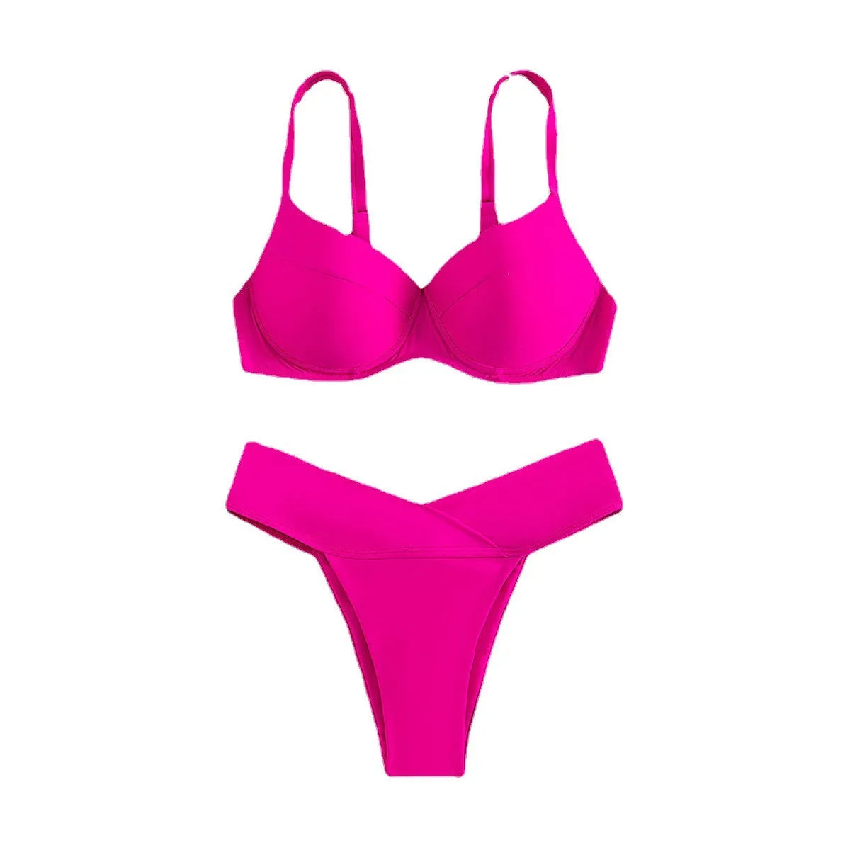 Solid colour bikini swimsuit with European fit and separate bra and panties pieces