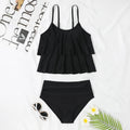 High-waist double-layer swimsuit with printed pattern, sleeveless top and briefs